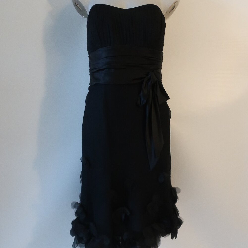 Women's Strapless Black Cocktail Dress with Satin Sash